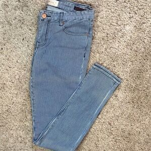 Williamsburg Garment Co. striped custom low rise skinny jeans made in Brooklyn